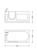 Seniorenbadewanne Firenze I 150x75cm