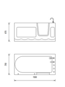 Seniorenbadewanne Firenze II 150x75cm