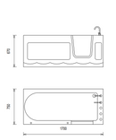 Seniorenbadewanne Firenze II 170x75cm